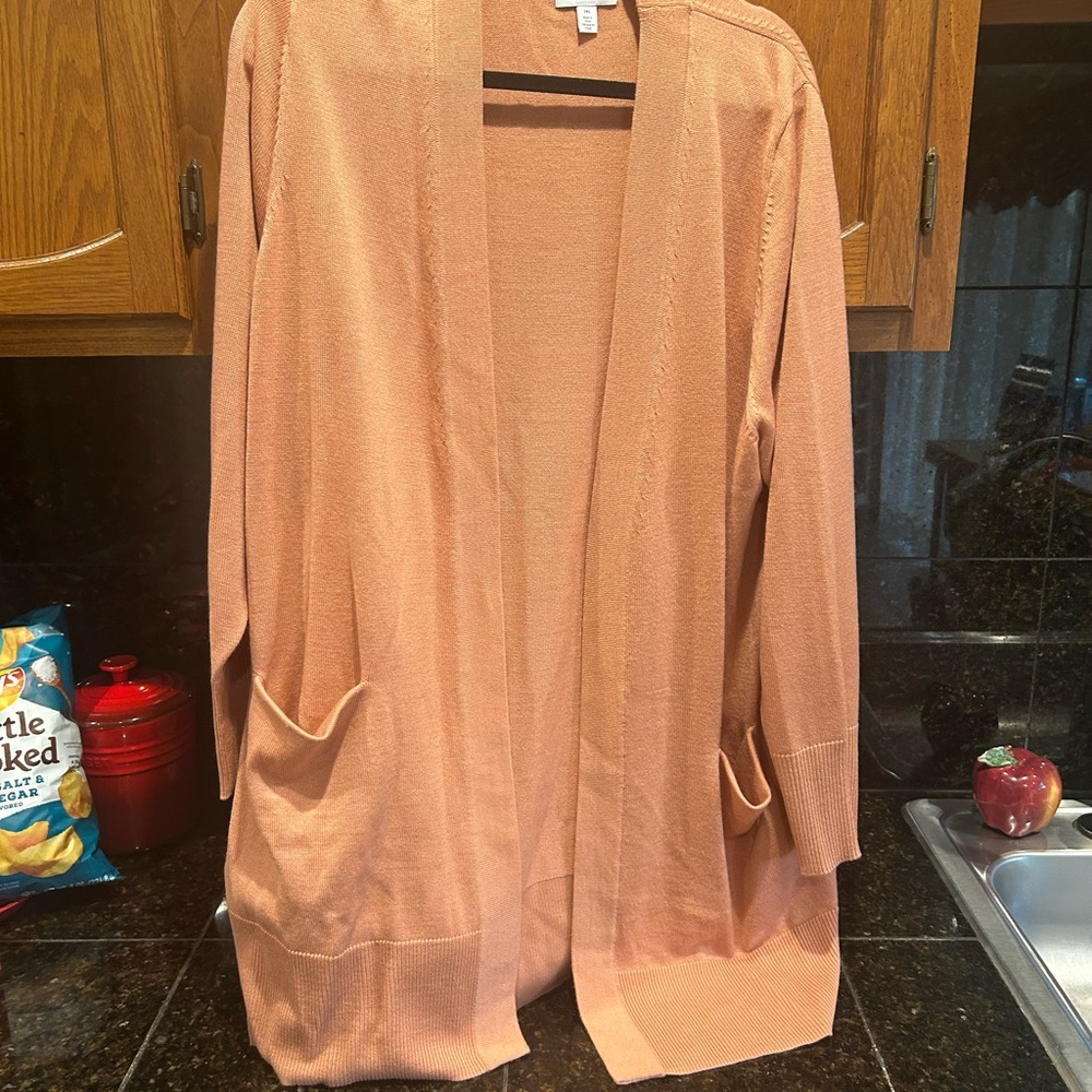 Nordstrom Peach Long Cardigan Sweater Lightweight Open-Front